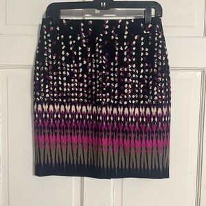 Ann Taylor Navy & Pink Patterned Skirt